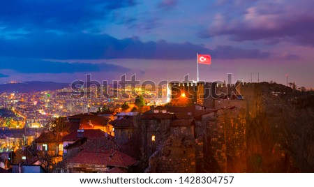 Citadel of Ankara in the night, Ankara, Turkey Stok fotoğraf © 