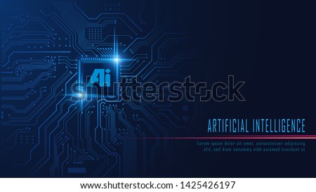 Ai chipset on circuit board in futuristic concept suitable for future technology artwork , Responsive web banner