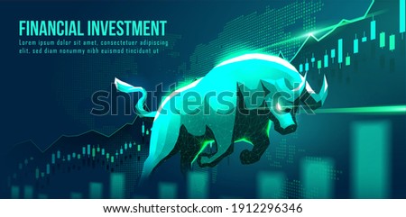 Concept art of Bullish in futuristic idea suitable for Stock Marketing or Financial Investment