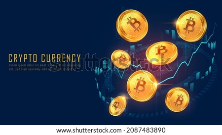 Bitcoin crypto currency flying up represent of uptrend in futuristic concept. 商業照片 © 