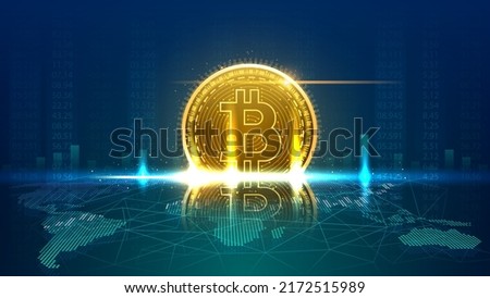 Bitcoin crypto currency in futuristic concept.