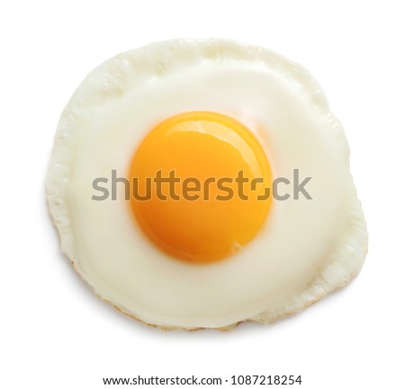 top view of fried egg isolated on white background 商業照片 © 