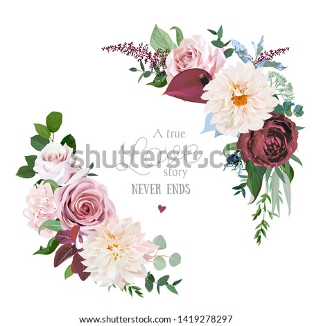 Similar – Image, Stock Photo Pink pale flowers in circle shape at white background.