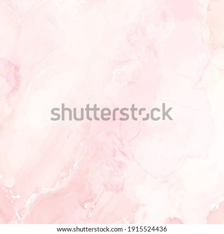 Blush pink watercolor fluid painting vector design background for a card. Dusty rose and white marble geode frame. Spring wedding invitation texture. Dye splash style. Alcohol ink. Isolated and editable