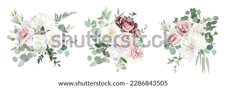 Similar – Image, Stock Photo Bouquet of summer flowers, the flowers already fading. Photographed from above on a patterned tablecloth.