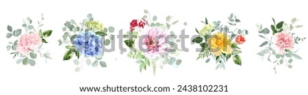 Similar – Image, Stock Photo Bouquet of ranunculus in a red and white jug standing on a wooden table. Next to it a part of a chair can be seen.