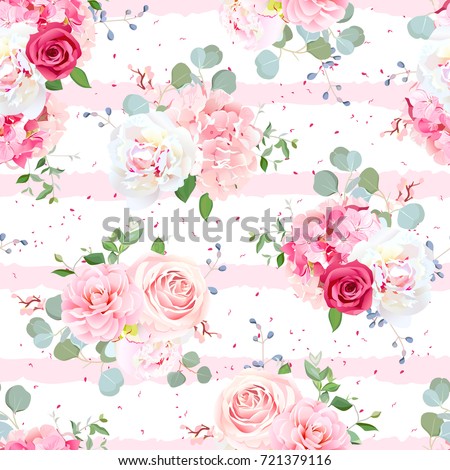 Image, Stock Photo Delicate pink striped roses cultivated in the gardens of an urban park