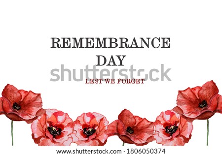 Beautiful picture of poppy flowers. Happy Remembrance Day. Close-up, view from above. National holiday concept. Congratulations for family, relatives, friends and colleagues Foto stock © 