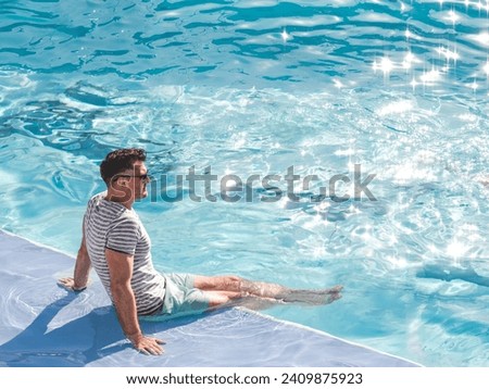 Similar – Image, Stock Photo Man swimming in clear water in sunlight