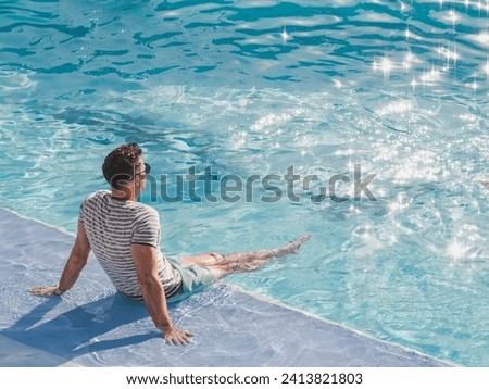 Image, Stock Photo Man swimming in clear water in sunlight