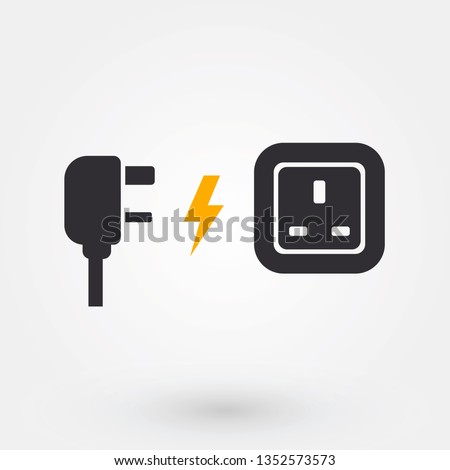 Power Plug Vector Icon. Flat Design for Mobile Concept and Web Design. Electrical Plug Simple Solid Icon. Symbol, Logo, Illustration. - Vector