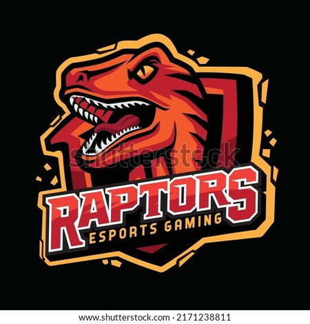 Raptor Roaring Red Angry Logo Mascot Design Stockfoto © 