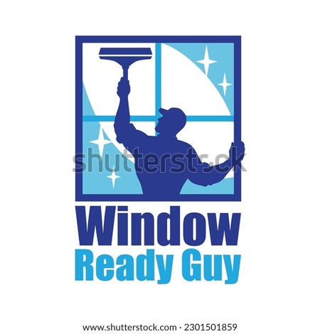 The Window Cleaning Logo Design. Window Ready Guy 