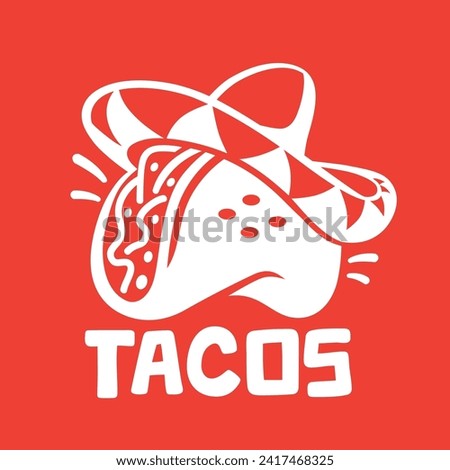 Simple Taco Logo Design with Sombrero Hat