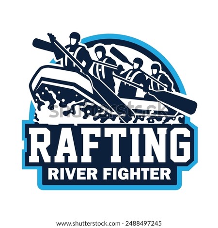 Rafting Logo Design with splashing water currents for Club Logos, Tournaments, Outdoor, Tours and Sports Events