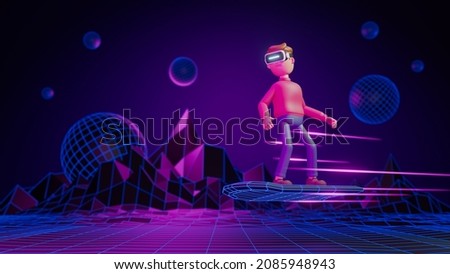 Metaverse technology future concept. VR virtual digital reality cyber metaverse simulation Innovation connection global blockchain experiences network futuristic. 3d rendering. Photo stock © 