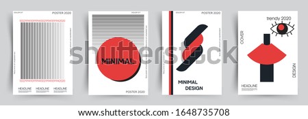 Set of covers with various shapes and with elements qr-code, eye, circle, numbers, lines on white background. This is design for book, cover, leaflet and other ideas. Eps 10