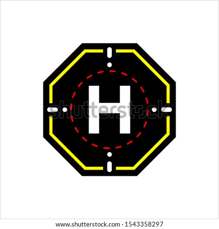 Helipad Icon, Helicopter Landing Pad, Area, Platform, H Letter, Vector Art Illustration