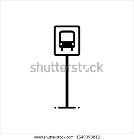 Bus Stop Icon, Designated Place For Passengers To Board Or Get Off From A Bus Vector Art Illustration