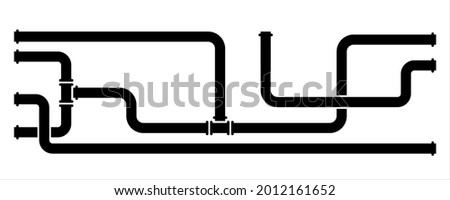 Pipe Icon, Pipe Fitting Icon, Water, Gas, Oil Pipeline, Plumbing Work Vector Art Illustration Foto stock © 