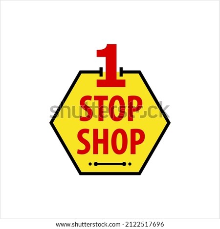 One Stop Shop Icon, Concept 1 Stop Shop Sticker Vector Art Illustration