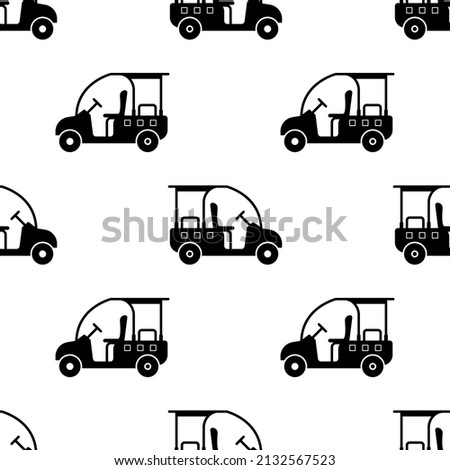 Golf Cart Icon Seamless Pattern, Sport Cart, Golf Car Icon Vector Art Illustration