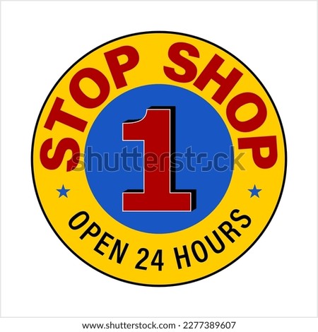 One Stop Shop Icon, Concept 1 Stop Shop Sticker Vector Art Illustration