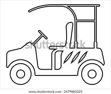 Golf Cart Icon, Sport Cart, Golf Car Icon Vector Art Illustration