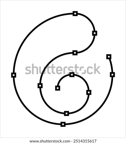 Spline Icon, Geometric Mathematics Drawing Icon Vector Art Illustration