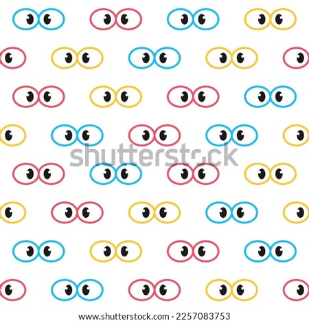 Hippie fun looker eyes seamless pattern for background and home textile design. Color print on white background