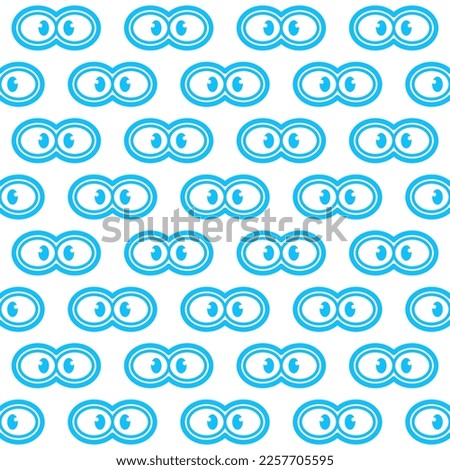 Hippie fun looker eyes seamless pattern for background and home textile design. Blue print on white background
