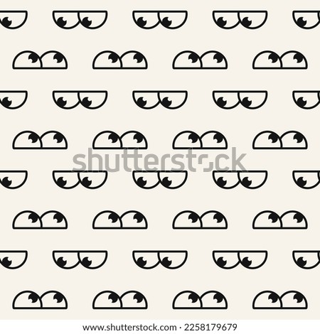 Hippie fun looker eyes seamless pattern for background and home textile design. Black print on white background