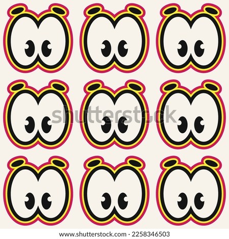 Hippie fun looker eyes seamless pattern for background and home textile design. Color print on white background