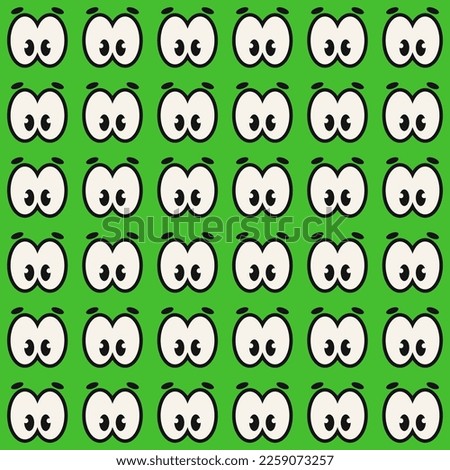 Hippie fun looker eyes seamless pattern for background and home textile design. Print on green background