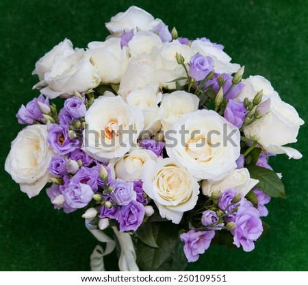 Soft-focus close-up of fresh flowers, roses, beautiful romantic bouquet for Valentine\'s Day. Holidays and celebrations
