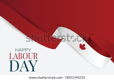 Canada Labour Day banner. Canadian waving ribbon flag background. National workers holiday concept. Vector illustration.