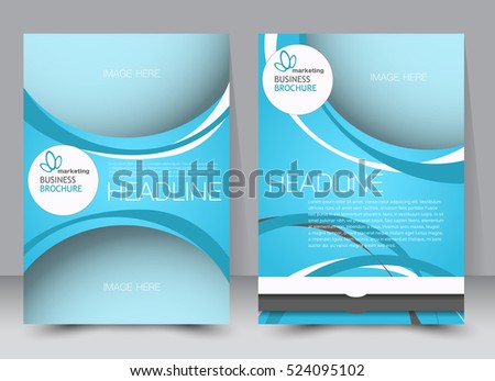 Brochure template. Business flyer. Annual report cover. Editable A4 poster for design, education, presentation, website, magazine page. Blue color