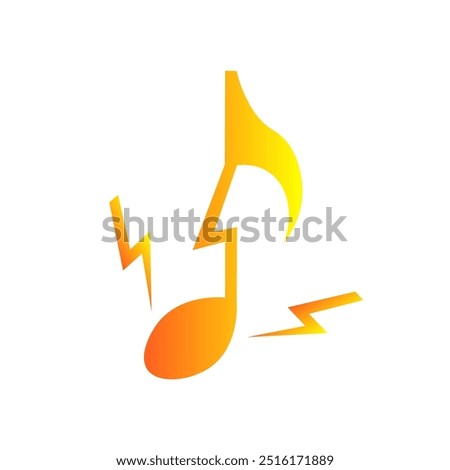 Music note with lightning bolt, musical icon vector illustration.