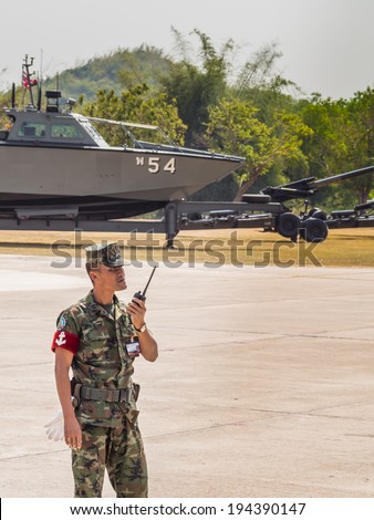 Group of marine performing Military Parade of Royal Thai Navy, Sattahip Naval Base, Chonburi, Thailand