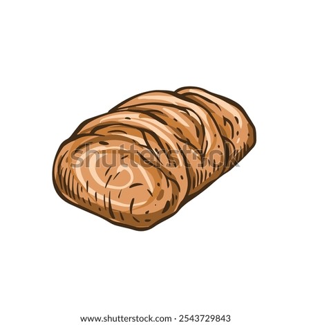 This is a wonderfully beautiful illustration showcasing an artisan bread loaf, perfect for culinary and bakery themes