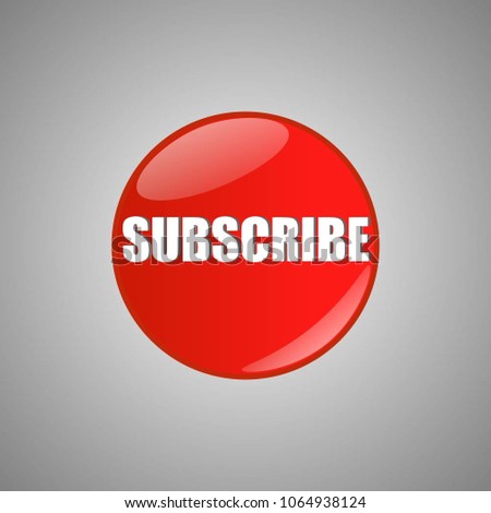 Subscribe red button on gray background. Subscribe icon symbol illustration design. Vector EPS 10.