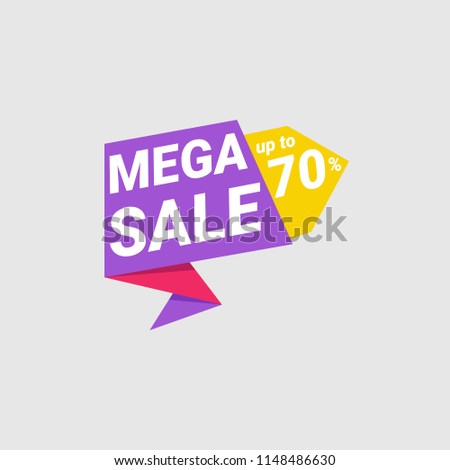 Mega Sale poster, banner. Big sale, clearance. 70% off. Vector illustration EPS 10.