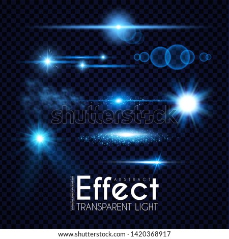 Realistic Lens Flare Elements Collection. Light Effect Transparent Design.