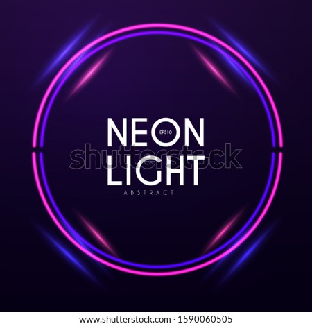 Abstract shining neon circle banner. Light effect.