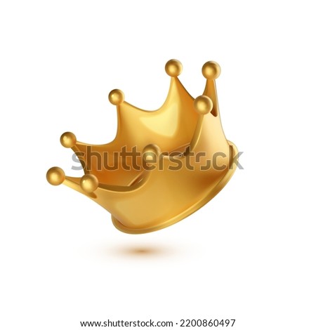 3D gold crown. Royal majesty symbol.