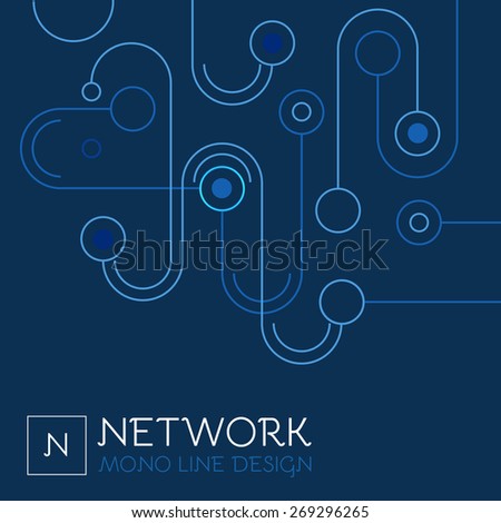 Abstract blue geometric background in trendy mono lin style. Vector illustration