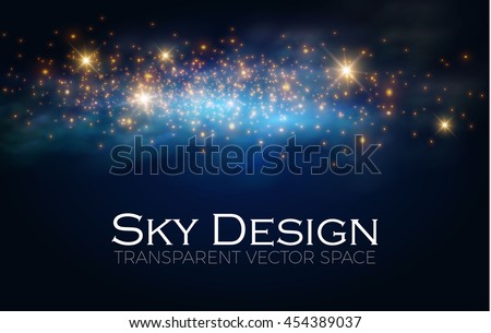 Magic Space. Fairy Dust. Infinity. Abstract Universe Background. Blue Gog and Shining Stars. Vector illustration