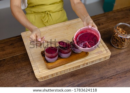 Similar – Image, Stock Photo Strawberry chia jam made with chia seeds