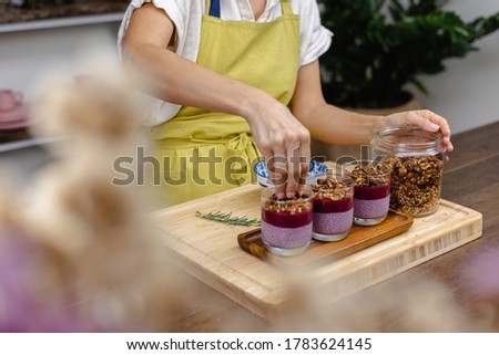 Similar – Image, Stock Photo Strawberry chia jam made with chia seeds