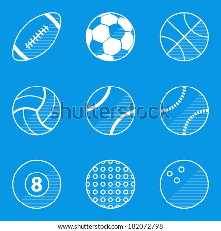 Blueprint icon set. Sport ball